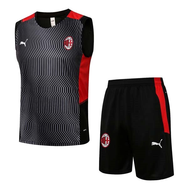 Camiseta AC Milan Sin Mangas Conjunto Completo 2022 Negro Rojo
